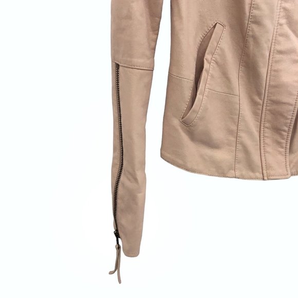 NWT Free People Solid Light Pink Full Zip Long Sleeve Moto Jacket 2 - Picture 6 of 7